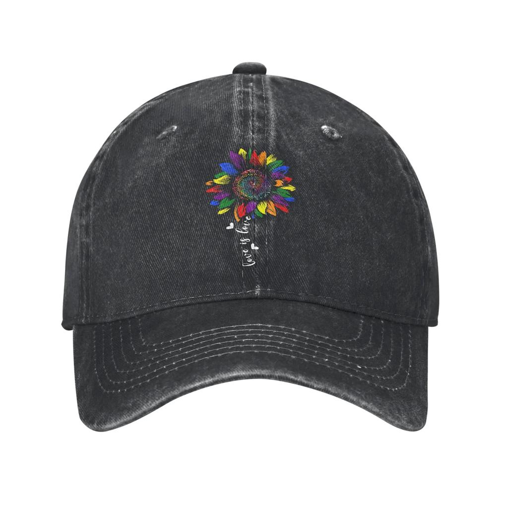 LGBTQ Rainbow Baseball Cap Vintage Distressed Denim Gay Pride LGBT Awareness Ally Snapback Cap Unisex Outdoor All Seasons Caps