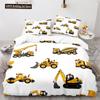 Digger Duvet Cover Set Cartoon Heavy Machinery Truck Crane Mixer Excavator Tractor Pattern For Kid Teen Polyester Bedding Set