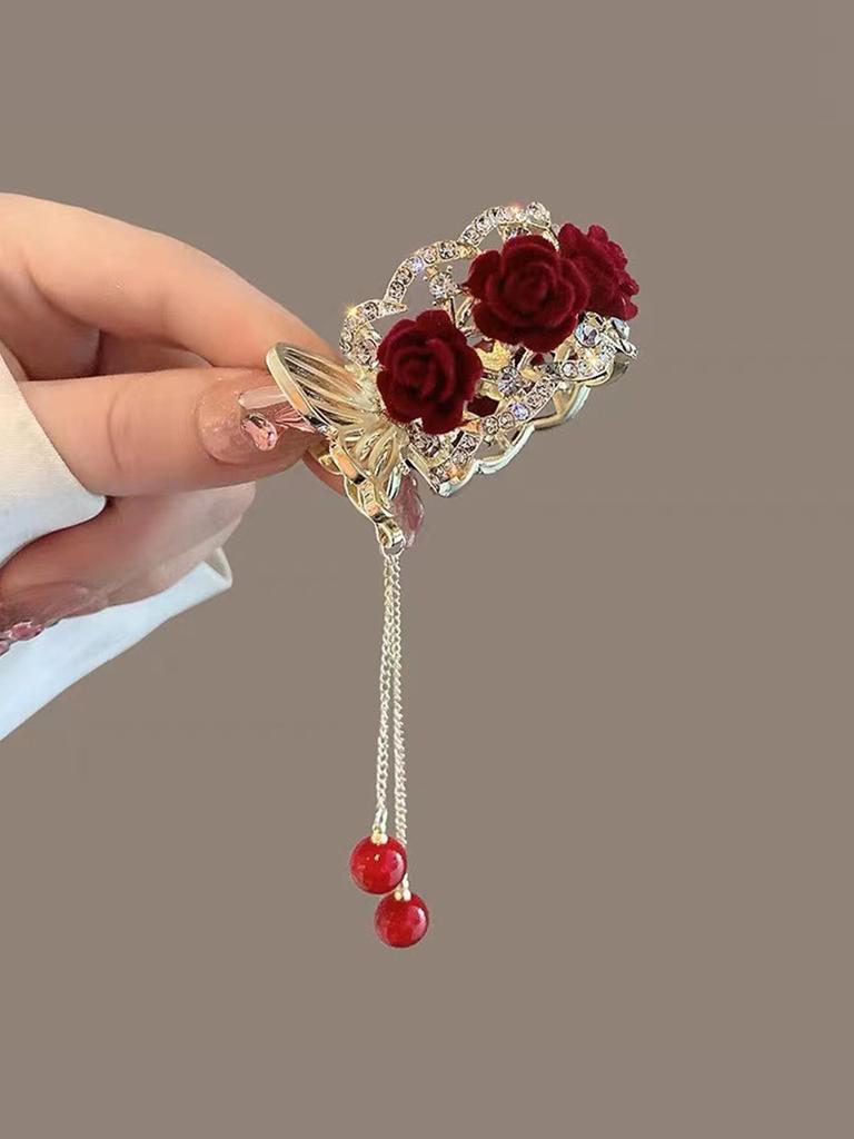 1Pcs Fashion Diamond-set Pearl Roses Hair Clips For Women Hair Accessories