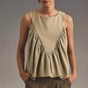 Women Vest Commuter Casual Style Shirt Tops Solid Color Loose Fit Round