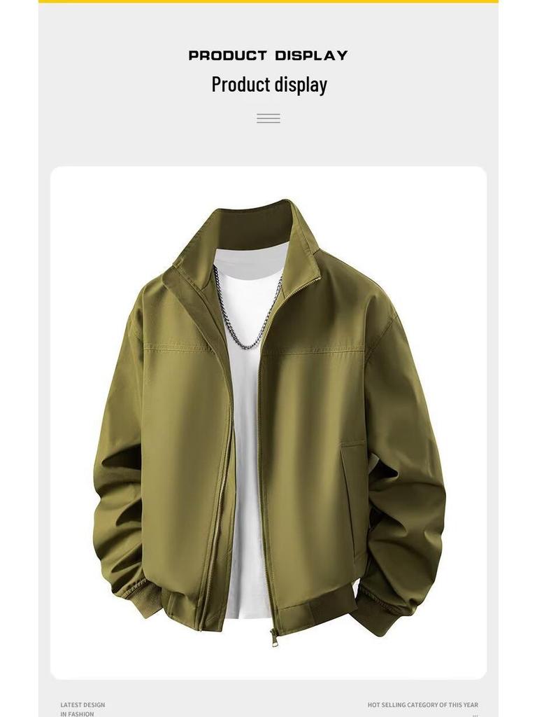 Herren Amerikanischer Stil Fliegerjacke - Frühling/Herbst Jugendlicher Windbreaker mit Stehkragen