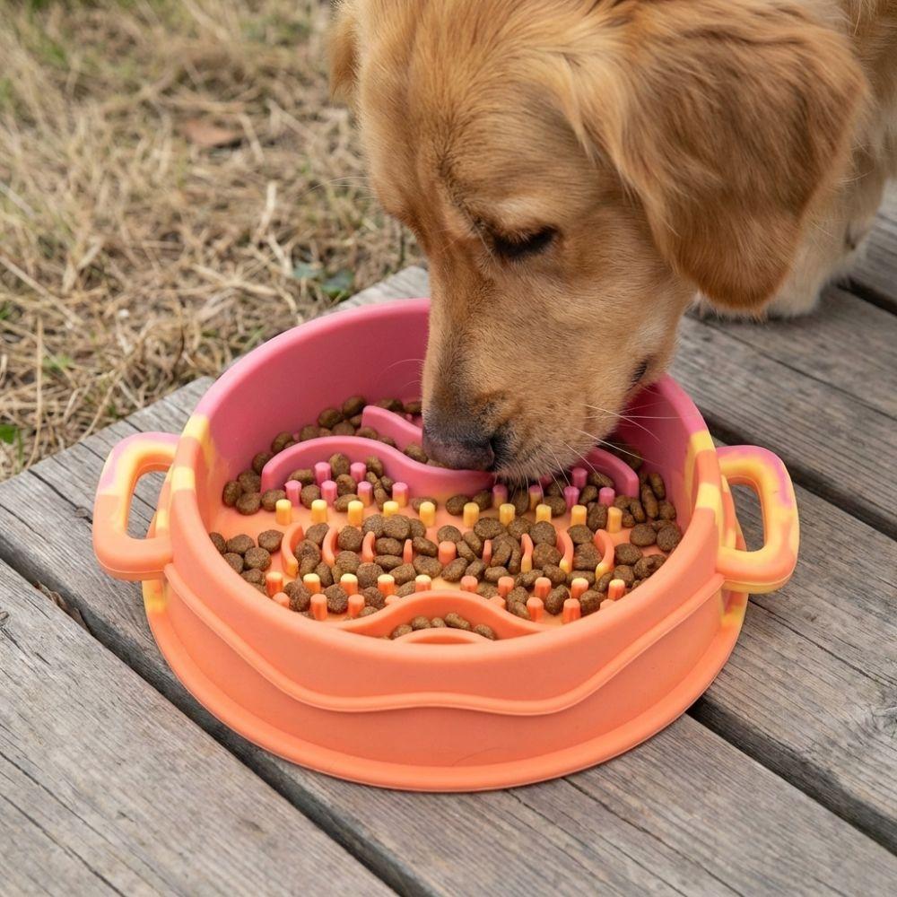 Silicone Anti-Choke Bowl Dual Handles Dog Treat Bowl Colorful Dog Slow Feeder Bowl  Pet Enrichment