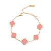 AIPPK 18K Gold Plated Clover Lucky Bracelet for Women White/Black/Red/Green Flower Four Leaf Link Bracelets Trendy Jewelry Gifts for Women