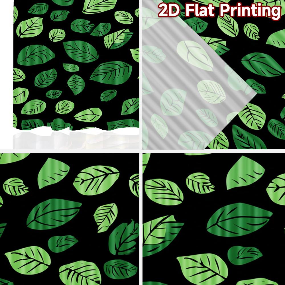 Flat Printing Curtains Without Rod Green Leaf Design Dark Background Valentine Is Day Holiday Digital Set Of 2 Made Polyester