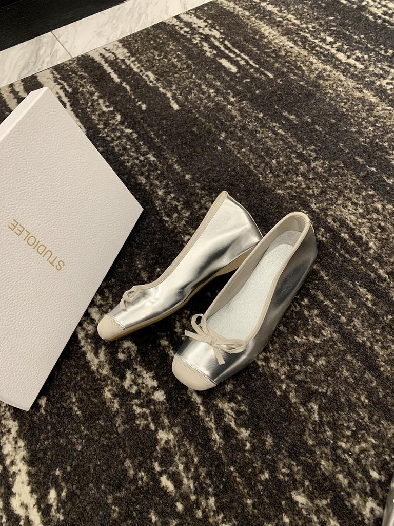 Sheepskin Version~ Premium Silver Leather Inner Height-increasing Slippers Women's Summer Bow Bag Head Thick Bottom Half Slippers Sandals