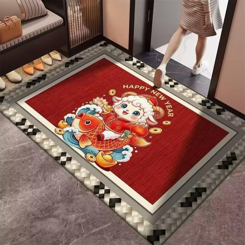 Cartoon Lamb Chinese Sheep Year Floor Mat Sheep Printed Welcome Door Mat Spring Festival