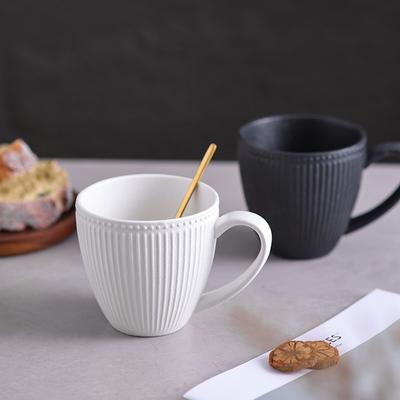 Ceramic Mug Lunch Office Drinking Cup Vertical Pattern Coffee Cup Couple Pair Cup High Value Good-looking Cup