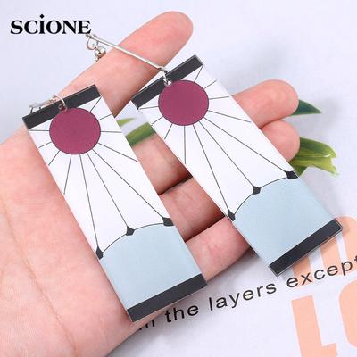 9 Colors Acrylic Drop Earrings Demon Slayer Kimetsu No Yaiba Blade of Ghost Earings for Women Men Cosplay Jewelry Accessories Gift