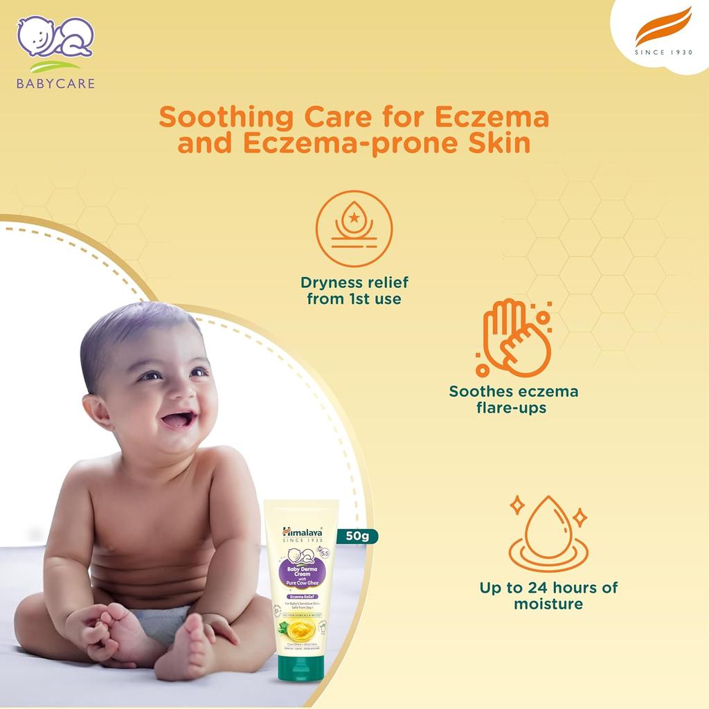 Himalaya Baby Derma Cream 50g Pack of 1 for Dry Sensitive Skin Eczema Relief Moisturizer