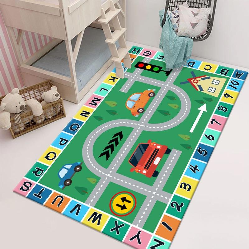 City Traffic Parking Carpet Cartoon Educational Children Play Mat Non Slip Rugs for Bedroom Decor Home Decoration Washable Rug