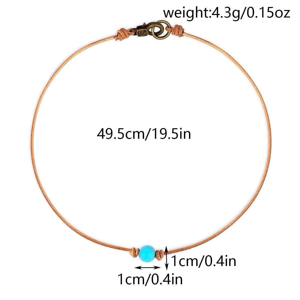 Ожерелье из бисера с камнем бирюзового цвета. Одна круглая бусина ручной работы на мягком — фото 9