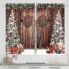Piece Christmas Curtain Set Barn Wooden Door Polyester Drapes Living Room Kitchen Bedroom El Bathroom For Sitting Made Of With Rod Pocket