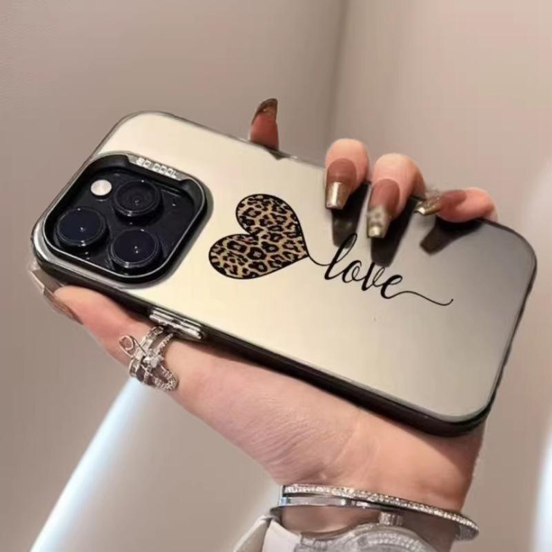 Leopard print love is suitable for Apple 17Promax mobile phone case iphone16 vitality case 15 European and American style 1413.