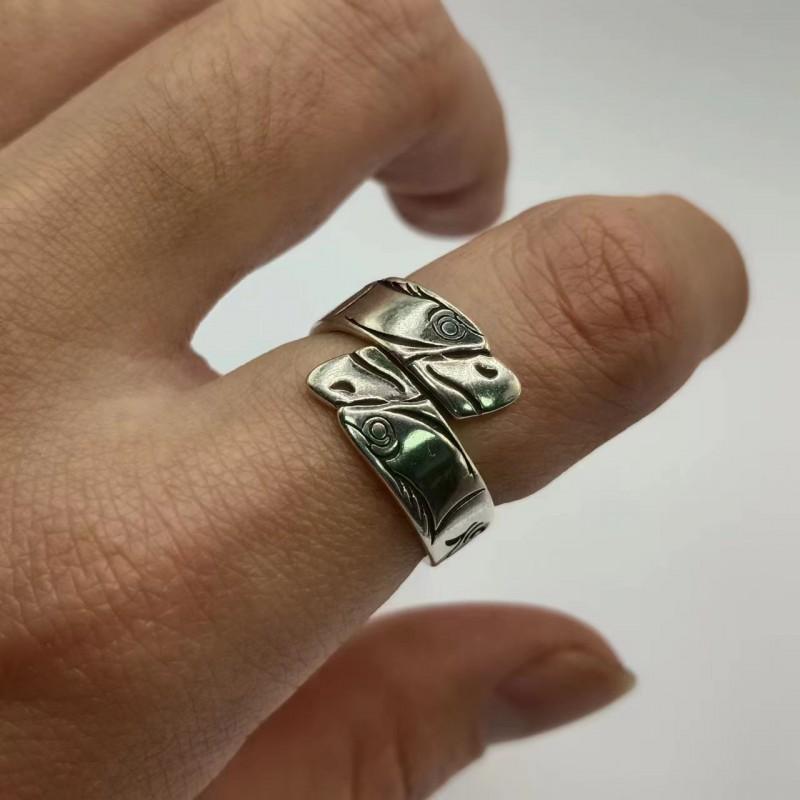 Adjustable Sterling Eagle Beak Ring Men Women Vintage Geometric Animal Statement