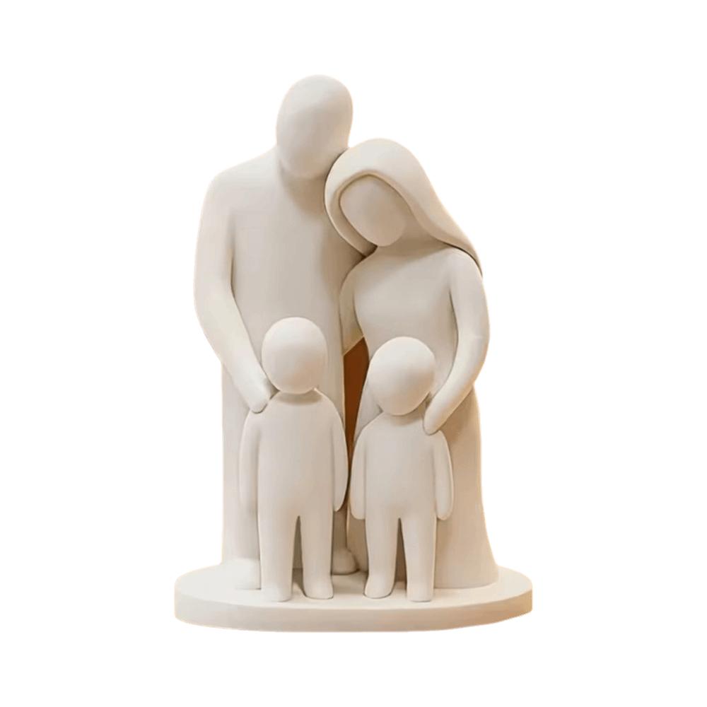 Family Of Three Parent Child Statue Home Ornament 4 Persons Figurine Bedroom Decor