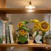 2Pcs Sunflower Gnome Ornament, Resin Garden Gnome, Yellow Hat Hugging Sunflower Gnome, Tabletop Window Sill Ornament