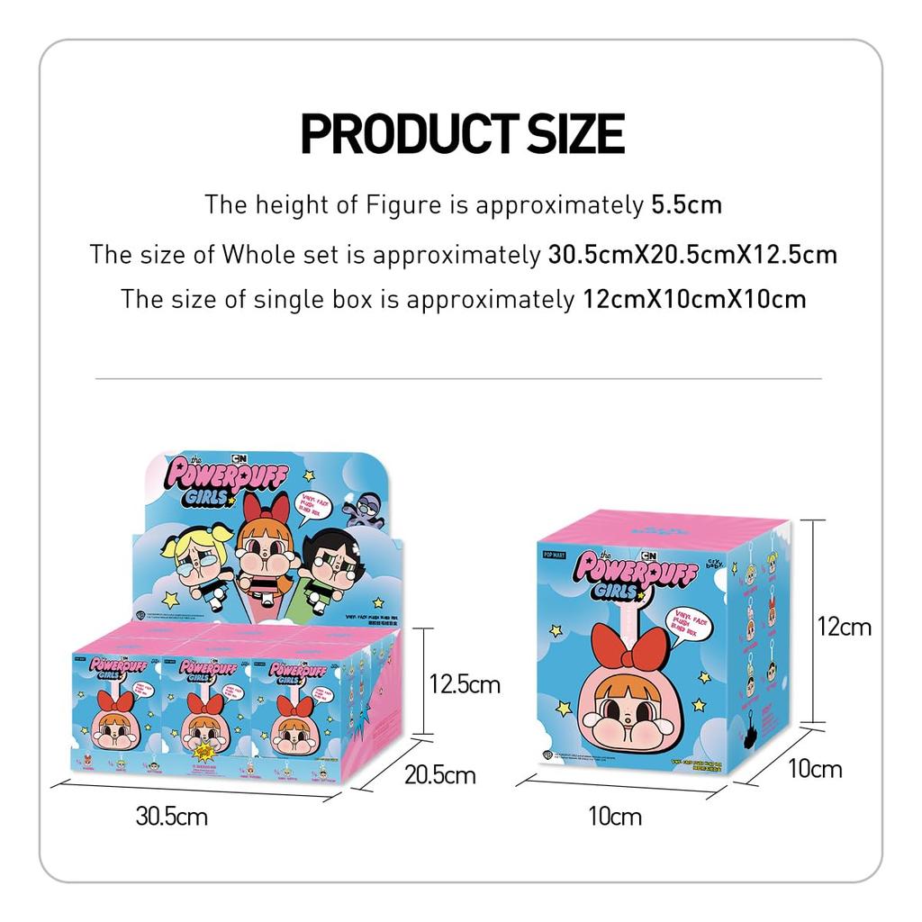 POP MART CRYBABY X Powerpuff Girls Series Vinyl Face Plush Blind Box Box of Pop Mart Gachapon Blind Box Plastic Premium PVC Soft Original Birthday