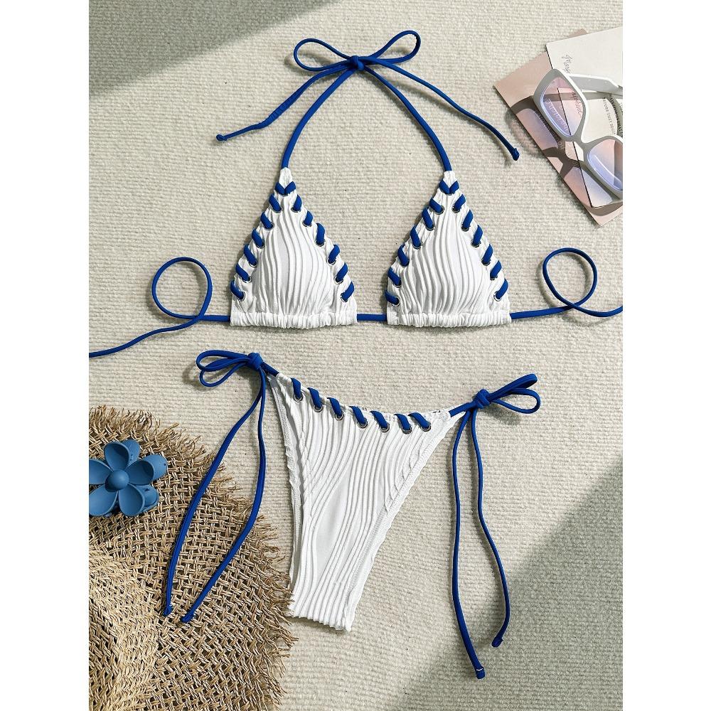 European and American Summer Sexy Solid Color Bikini Women Beach Vacation Swimsuit