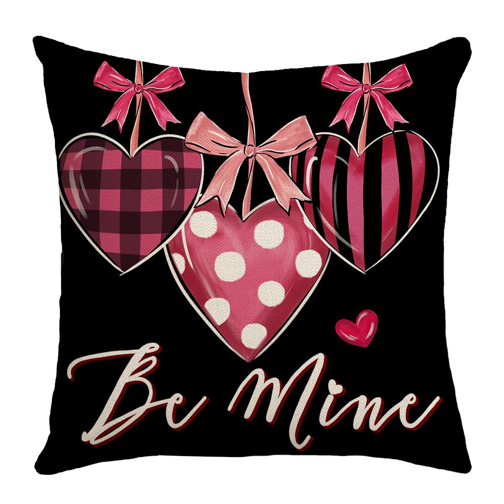 New Sofa Cushion Valentine's Day Gift Love Cushion Linen Print Versatile Lumbar Cushion