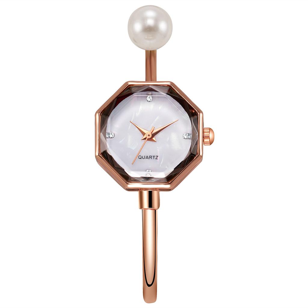 Elegant Retro Bracelet Wristwatch Pearl Rhinestone Luxury Quartz Watches Exquisite Design Ladies Wristwatch Ladies Accessories