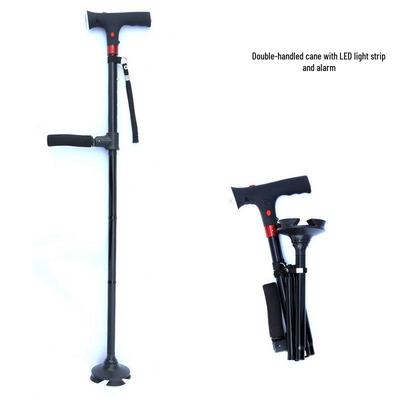 Foldable Aluminum Walker with Alarm, Dual Handgrips, Telescopic, Rotatable, with LED Light