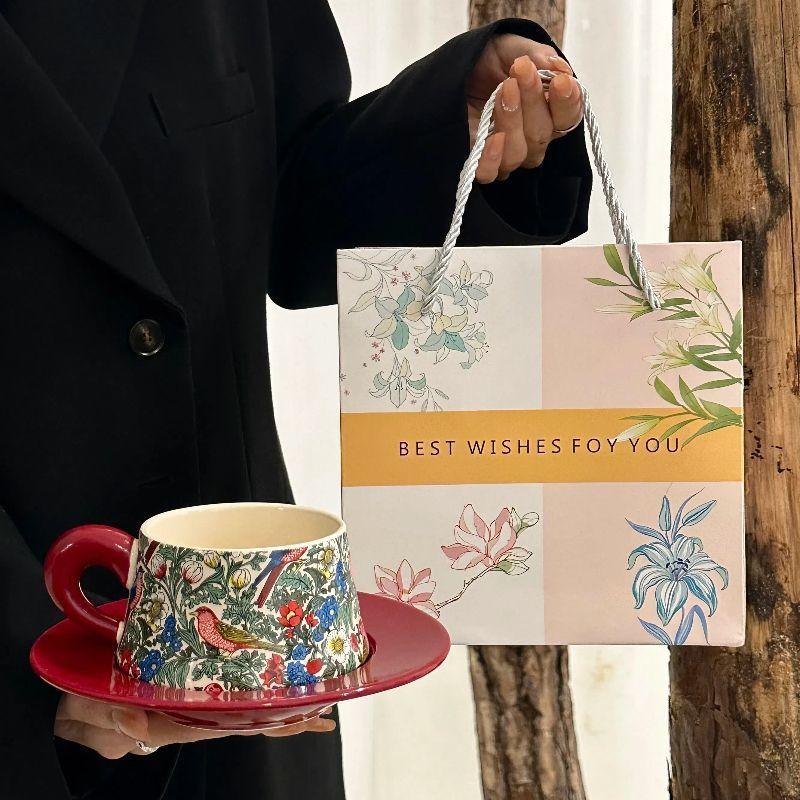 Morris Flower and Bird Riddle Coffee Cup Saucer Afternoon Tea Latte Milk Cup Birthday Gift Souvenir Gift Box Set