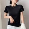 Quality Shoulder T-Shirt Women's Short Sleeve Summer New Slim Fit Cotton Crew Neck