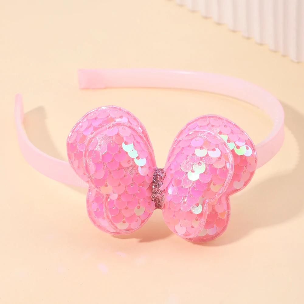 2/3 Pcs Baby Sequins Butterfly Flower Hairbands for Girls Hair Ties Set Clips Bows Headband Kids Headwear Gifts Hair Accessories