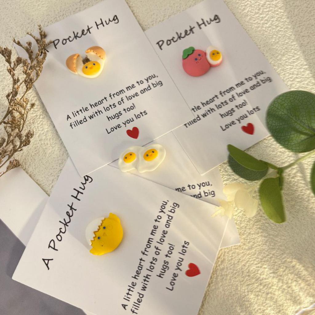 DIY Pocket Love Hug Card Egg Series Resin Double Talk Card 1pc