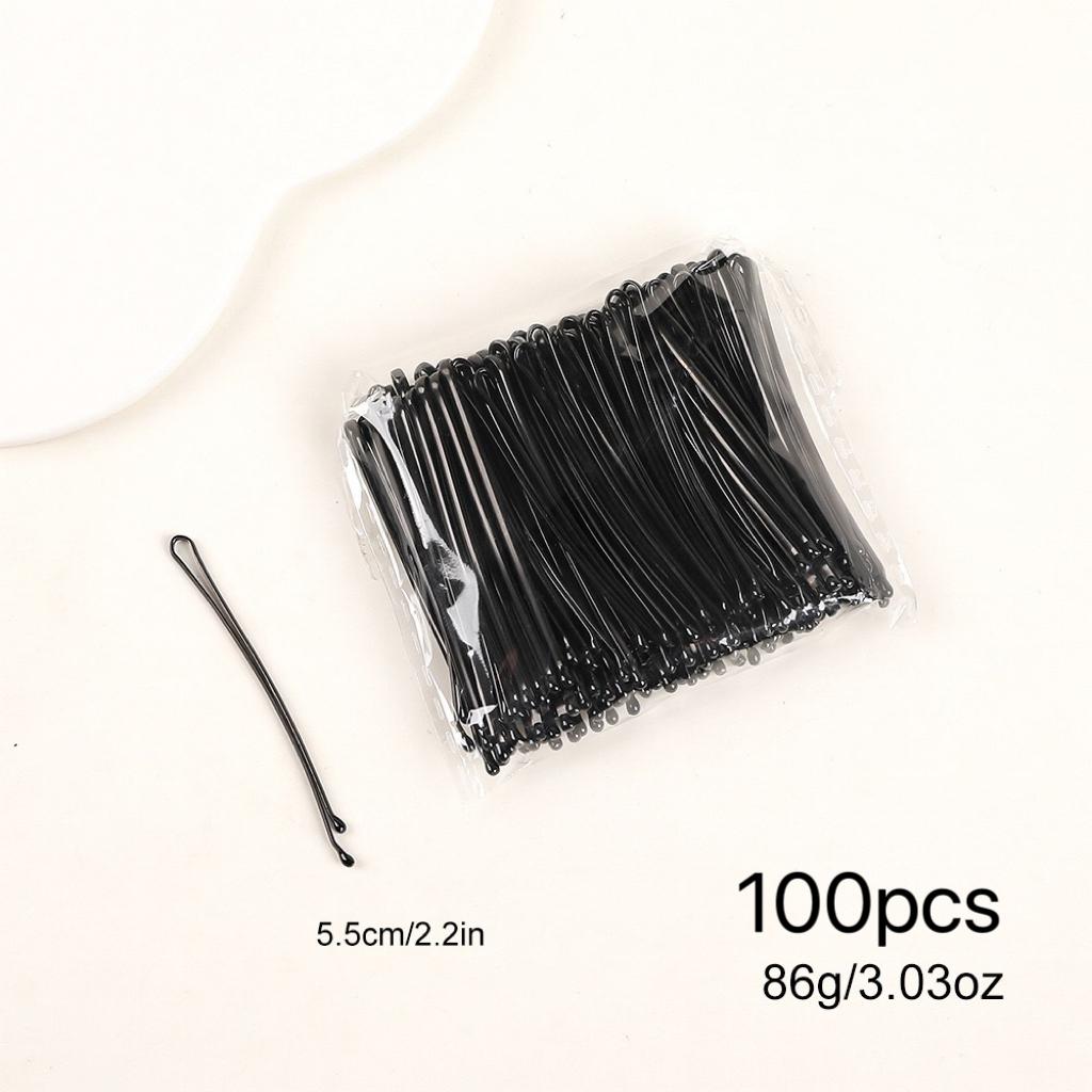 100Pcs Bobby Pins,2.2" Black Hair Pins Kit Hairpins for Women Girls Kids Hairdressing Salon Secure Hold Wave Hairgrip Hairclip