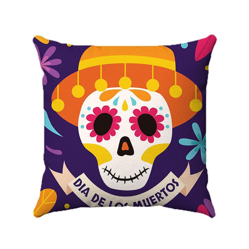 Creative colorful skull-shaped letters Digital printing short plush pillow covers for car sofa office cushion cover home goods