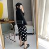 Pencil Skirt Women's Fashionable Polka Dot Knitted Midi Skirt High Waist Slim-Fitting Thickened Slit Skirt