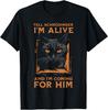 Zeg tegen Schrodinger dat ik Leef Wetenschap Humor Zwarte Kat T-shirt uniseks T-shirt