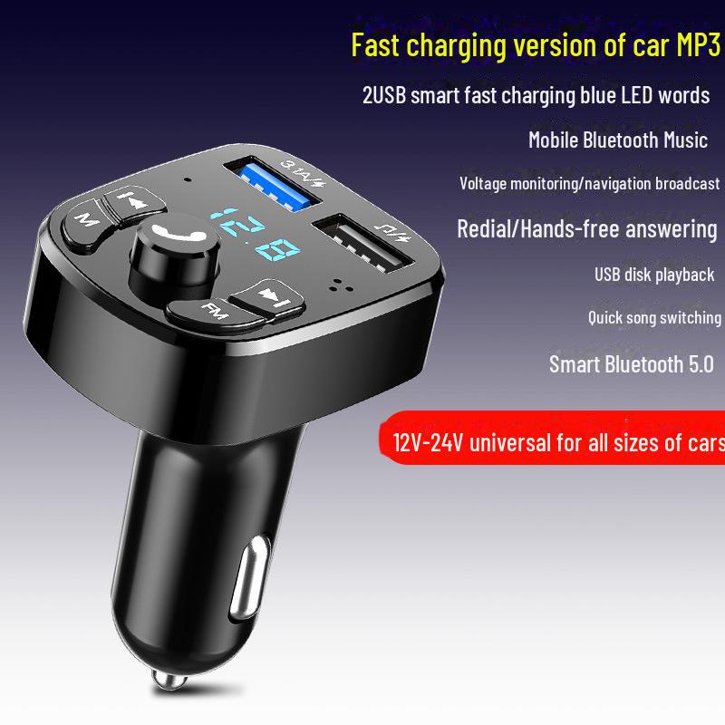 

«Bluetooth MP3-ресивер и зарядное устройство — USB-конвертер аудио без потерь для автомобильного прикуривателя» Fast Charging Edition чёрный