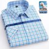 Men's Plus Size Short Sleeve Plaid Oxford Cotton Shirt