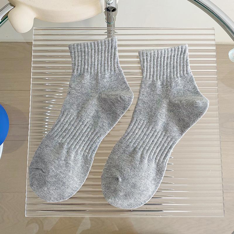 Female Spring and Autumn Pure Color Rubber Band Waist All Match Cotton Socks