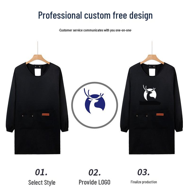 Waterproof Long Sleeve Catering Apron with Logo Print