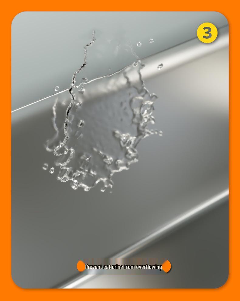 Edelstahl Leicht zu Reinigende Katzentoilette: Verbreitert, Verdickt, Sandsicher, Spritzwassergeschützt, Großer offener Raum