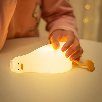 Simpatica Luce Notturna Luce Notturna a LED Ricaricabile Lampada Anatra in Silicone Regalo per le Feste Dormire Creativa Lampada Decorativa da Tavolo per Camera da Letto