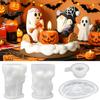 Reusable Candle Mold 4Pcs Halloween Silicone Molds Set, DIY Ghost Gnome Pumpkin Set Crafts Mold, Handmade Epoxy Resin Casting for Festival Making