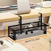 Classic Style Under-Desk Cable Organizer Rack, Easy Install Metal Wire Mesh Storage Shelf for Power Strips Routers