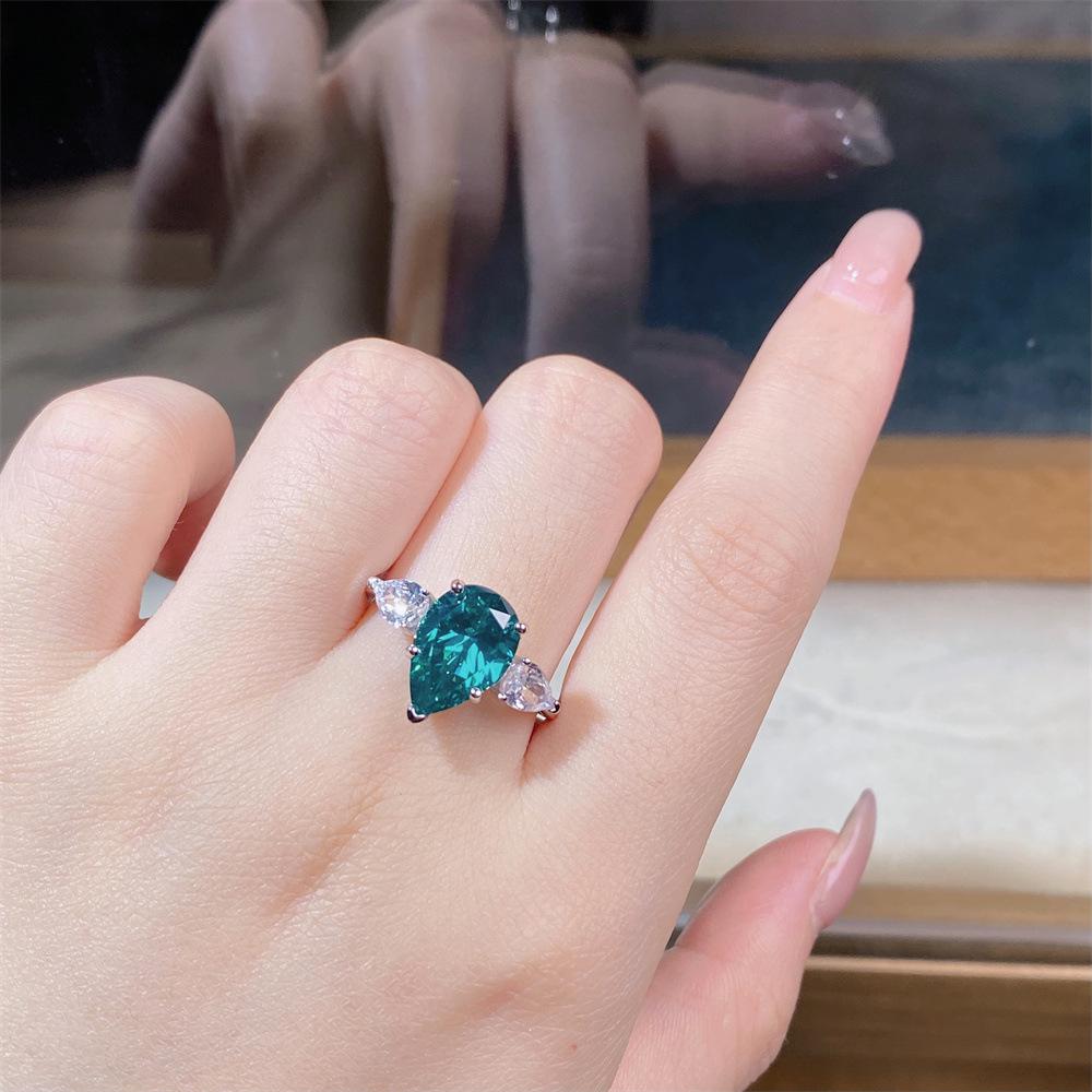 Smaragd Pagodenschliff 925 Sterlingsilber Ring mit Grünem Diamant Eisblume Edelstein