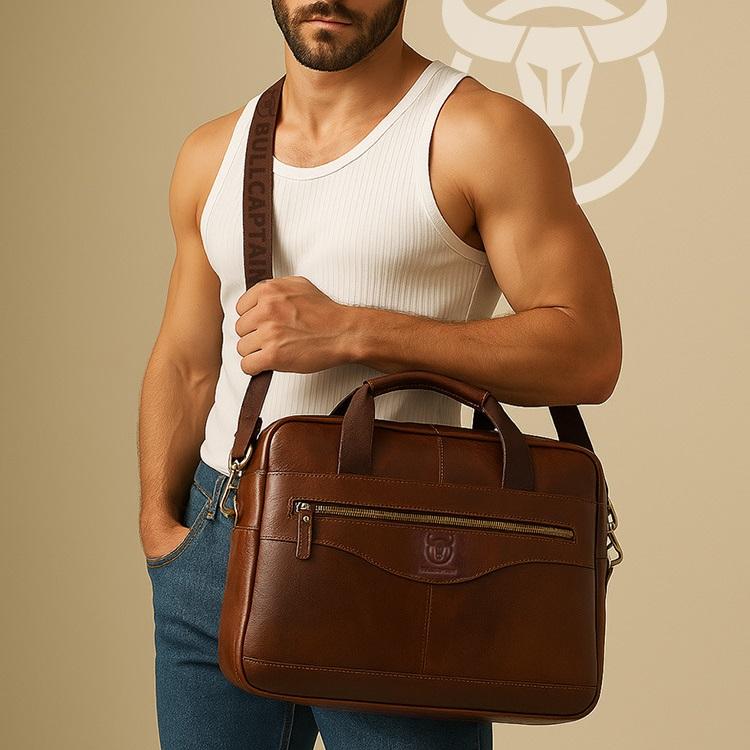 Documents Bag Genuine Leather Men's Briefcase Vintage Business Computer Bag Messenger Bags