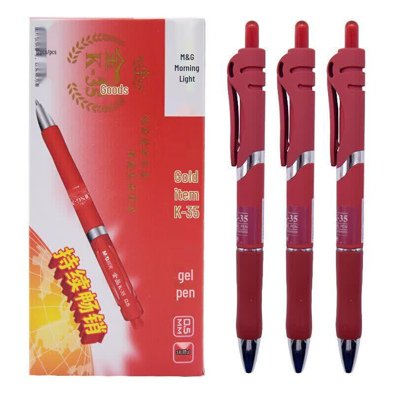 Выдвижная красная гелевая ручка M&G AGPK3507C