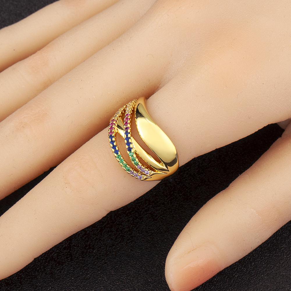 Nidin New Fashion Punk Rock Style Multilayer Open Rings Adjustable For Women Shiny Crystal Zircon Finger Jewelry Party Gifts