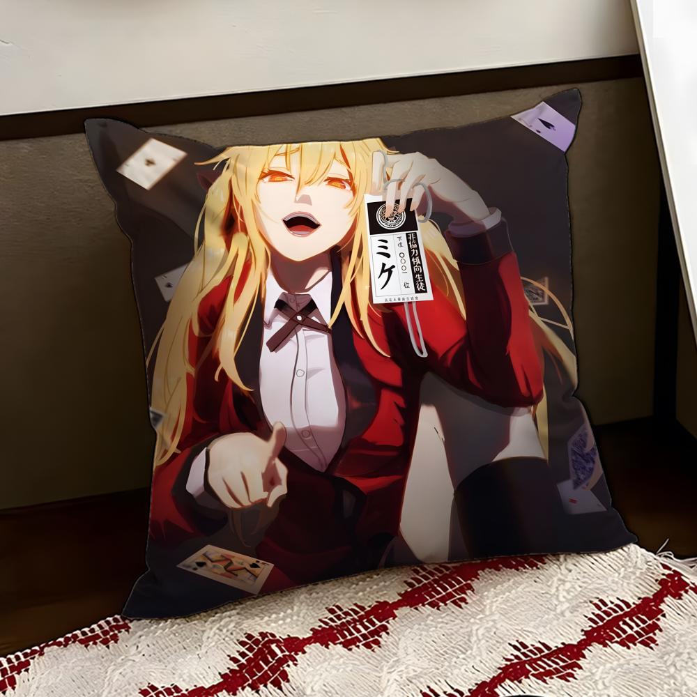 KKakegurui Anime Cushion Cover Reversible Soft Durable Pillow Cover Home Car MultiScene Use for Daily Comfort