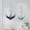 Gancho para Barco com Cordão Madeira Sólida Artesanal Gradiente Azul Branco Decoração Costeira Símbolo Boa Sorte Gancho para Barco