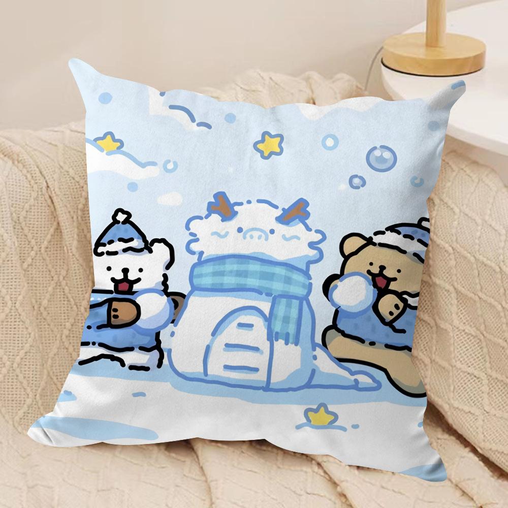 cute girl Korean Line Ppuppy Cushion Cover Silky Short Plush Invisible Zipper Dustproof Sofa Pillow Case For Home Decor