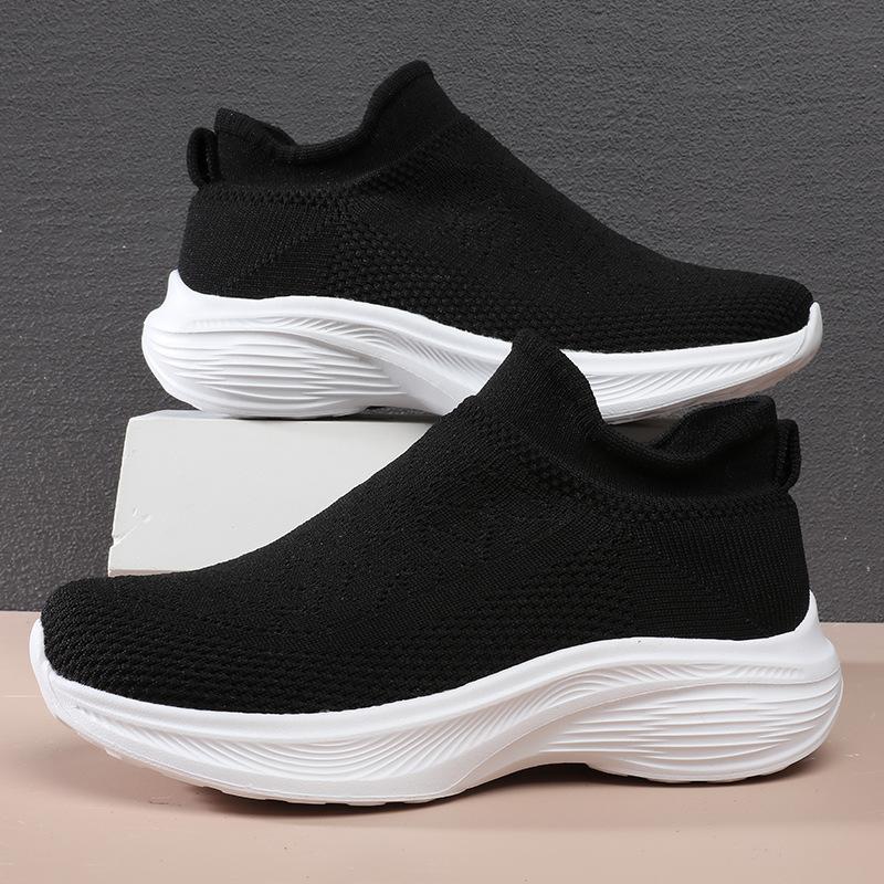 Adidași de vară pentru femei, pentru mers pe jos, casual, pentru exterior, pantofi de damă respirabili și ușori, adidași de alergare tricotat cu fir, pantofi cu șosete noi