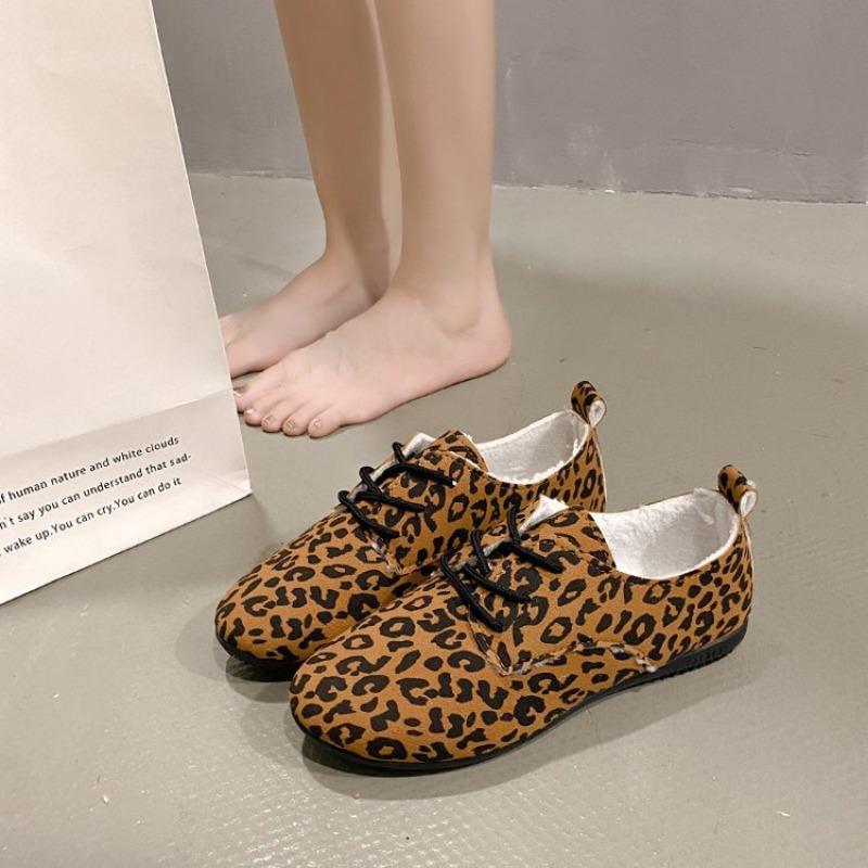 Large size casual Doudou shoes women's autumn new leopard print light Doudou shoes casual single shoes women